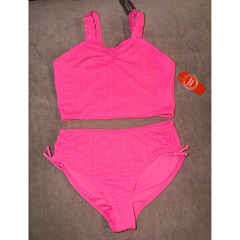 Girl ruffle eyelet tankini swimsuit XL 14/16